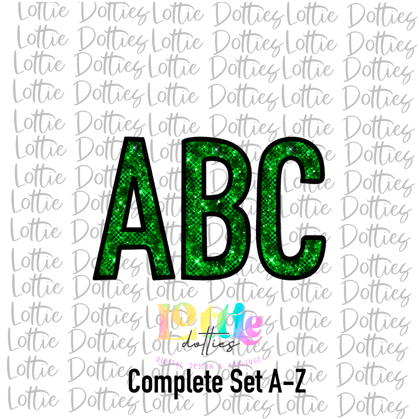 Green Sequin Spirit - Alphabet Clipart - Instant Download - Alpha Pack