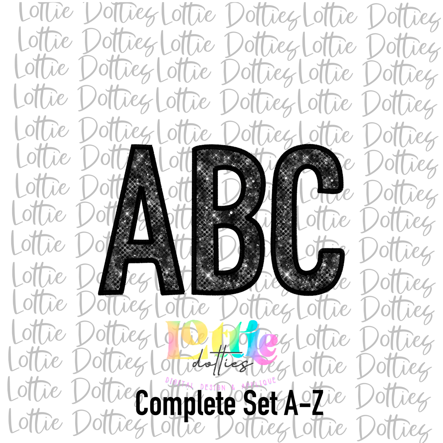 Black Sequin Spirit - Alphabet Clipart - Instant Download - Alpha Pack