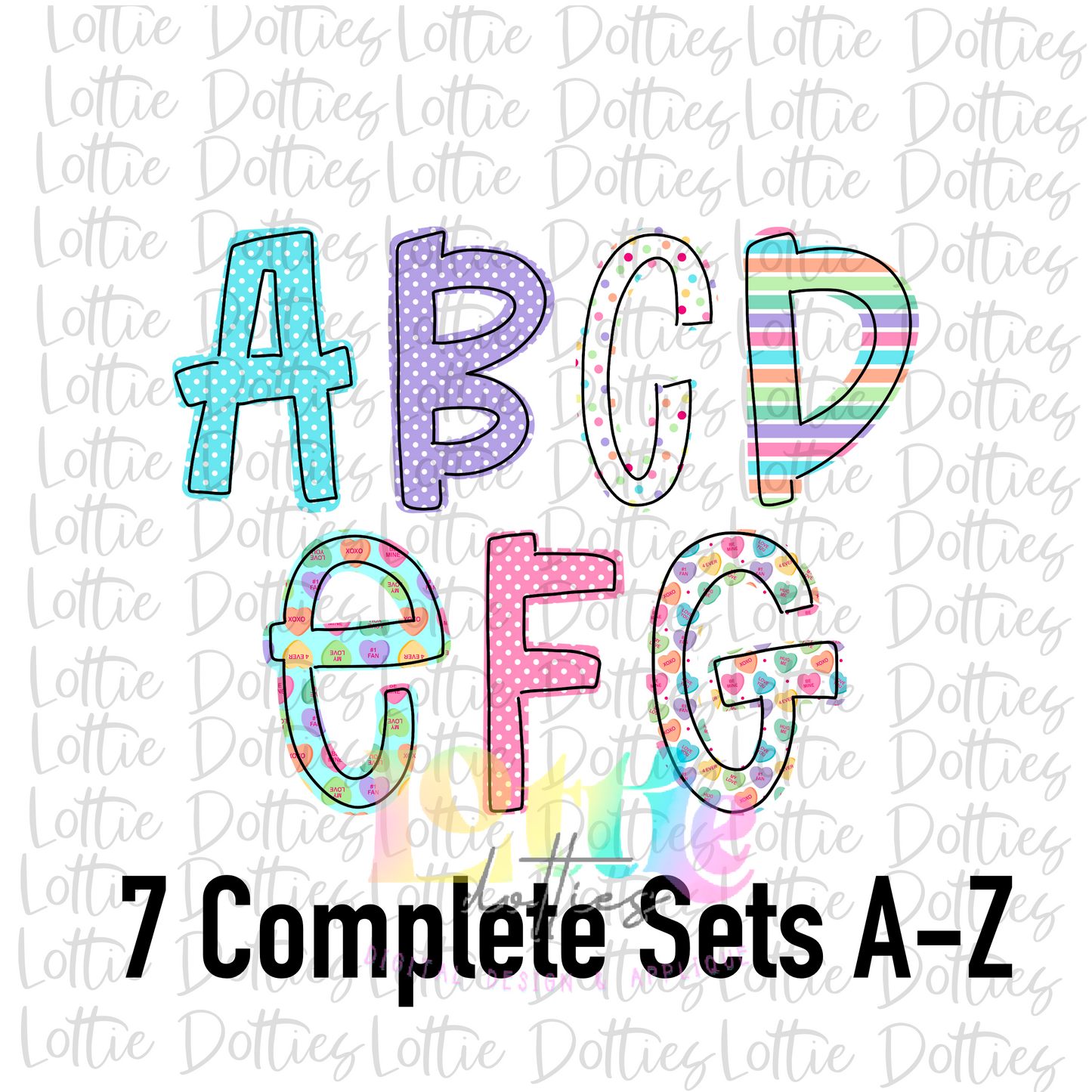 Candy Hearts Alpha- Alphabet Clipart - Instant Download - Alpha Pack