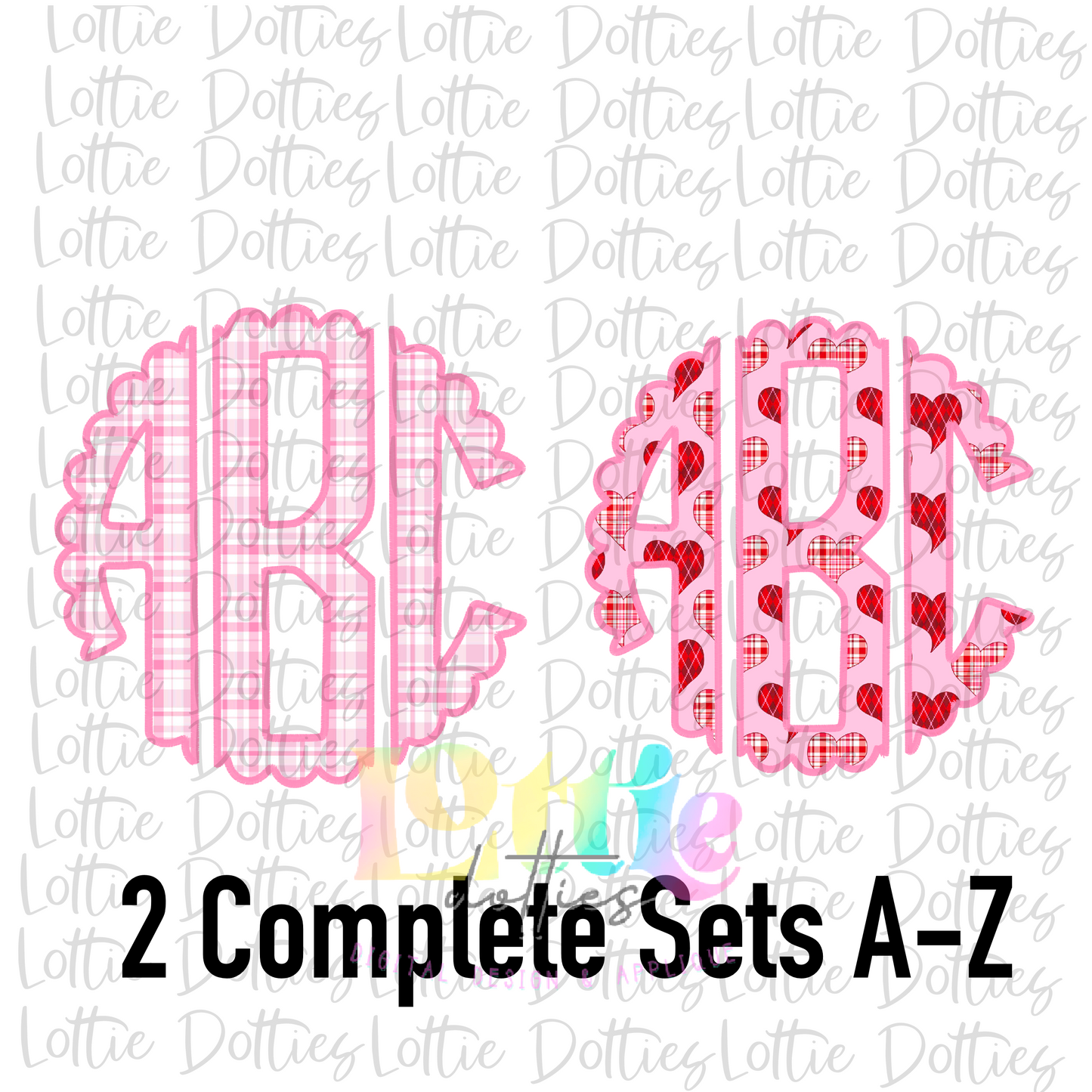 Valentine Faux Scallop Hearts and Plaid Alpha- Alphabet Clipart - Instant Download - Alpha Pack