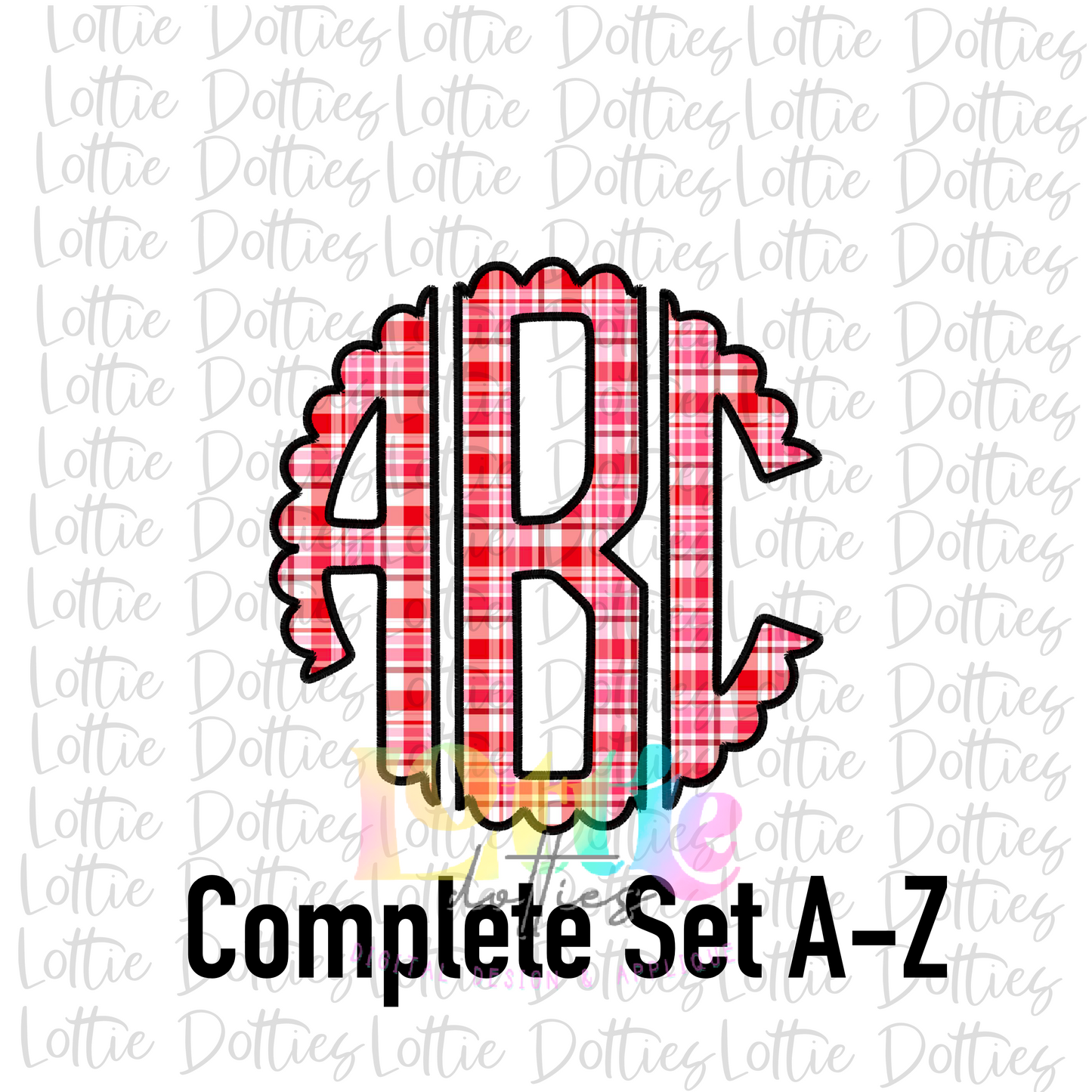 Valentine Faux Scallop Plaid Alpha- Alphabet Clipart - Instant Download - Alpha Pack
