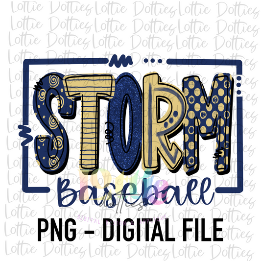 Storm Baseball PNG - Navy and Vegas Gold Storm Png - Digital Download
