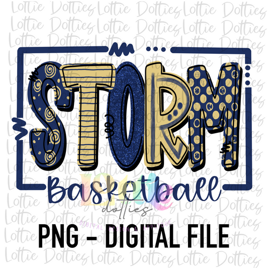 Storm Basketball PNG - Navy and Vegas Gold Storm Png - Digital Download