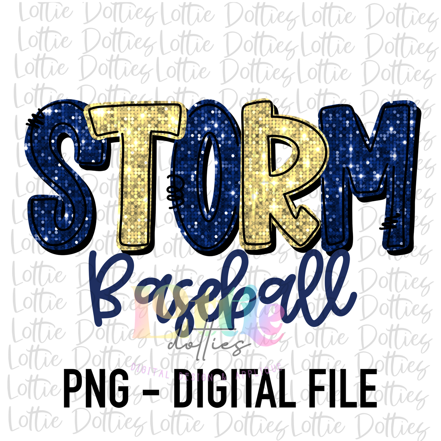 Storm Baseball PNG - Navy and Vegas Gold Storm Png - Digital Download