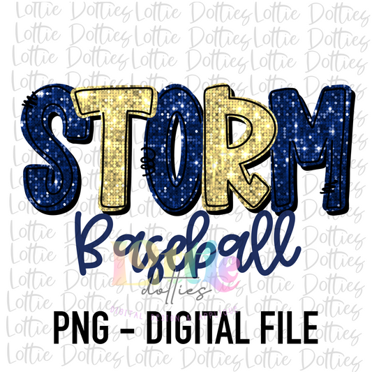 Storm Baseball PNG -  Navy and Vegas Gold Storm Png - Digital Download