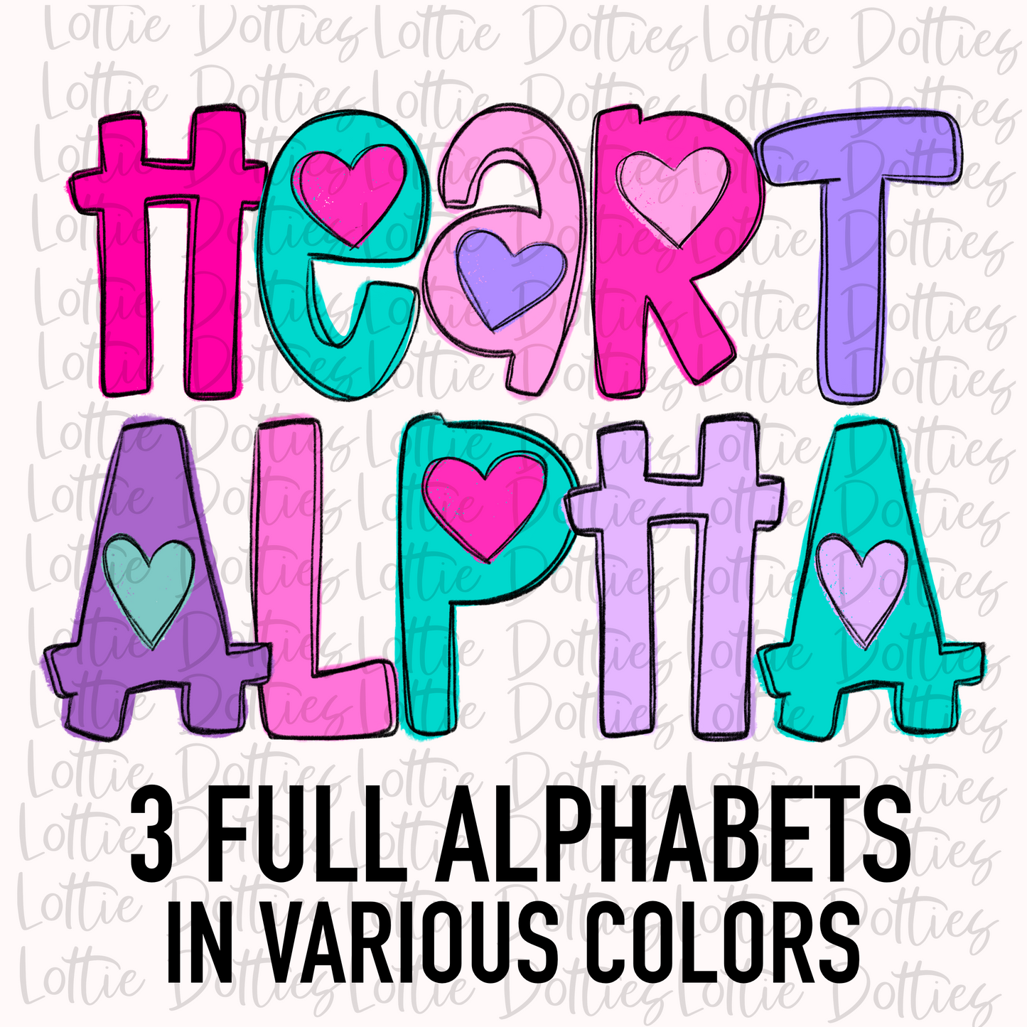 Heart Alpha- Alphabet Clipart - Instant Download - Alpha Pack