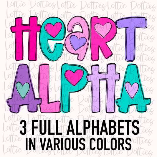 Heart Alpha- Alphabet Clipart - Instant Download  - Alpha Pack