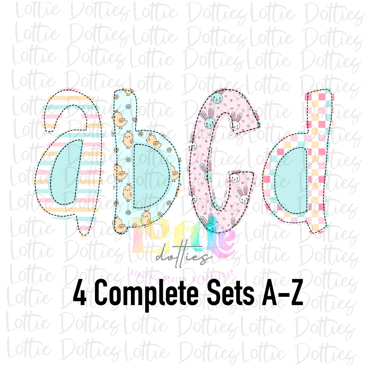 Chicks and Bunnies Faux Appliqué Alpha Pack - Alphabet Clipart - Instant Download - Alpha Pack