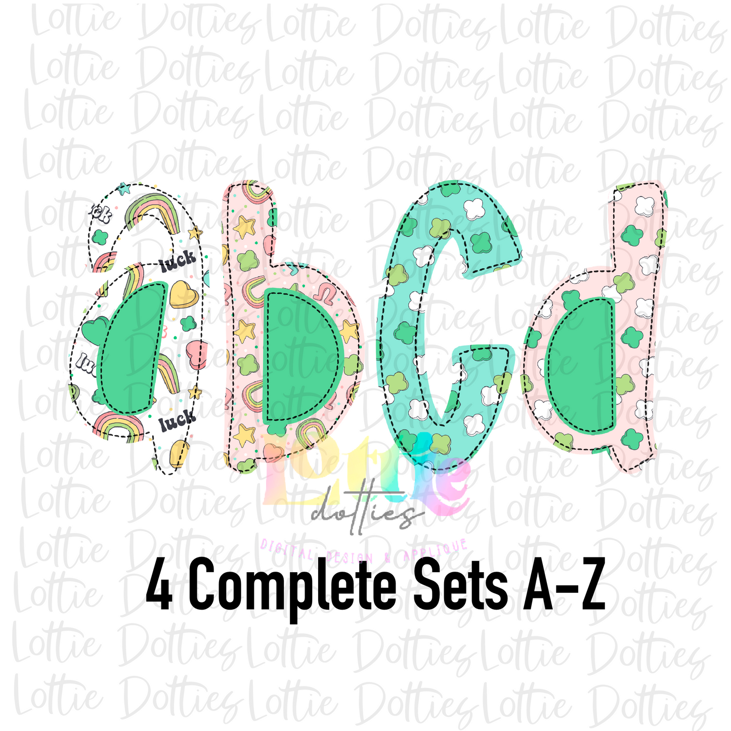 Lucky Faux Appliqué Alpha Pack - Alphabet Clipart - Instant Download - Alpha Pack