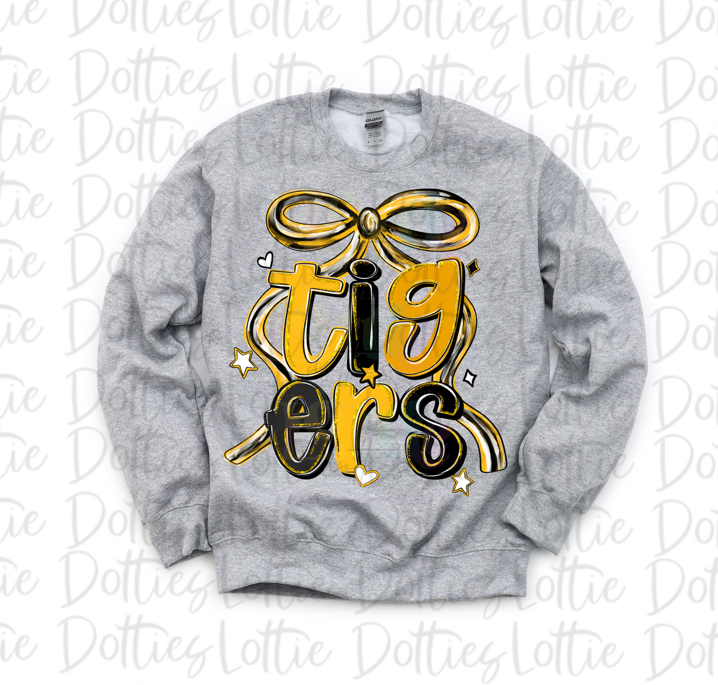 Tigers PNG - black & Gold Tiger Spirit - Sublimation - Digital Download - Tigers Bow Design - Coquette Mascot