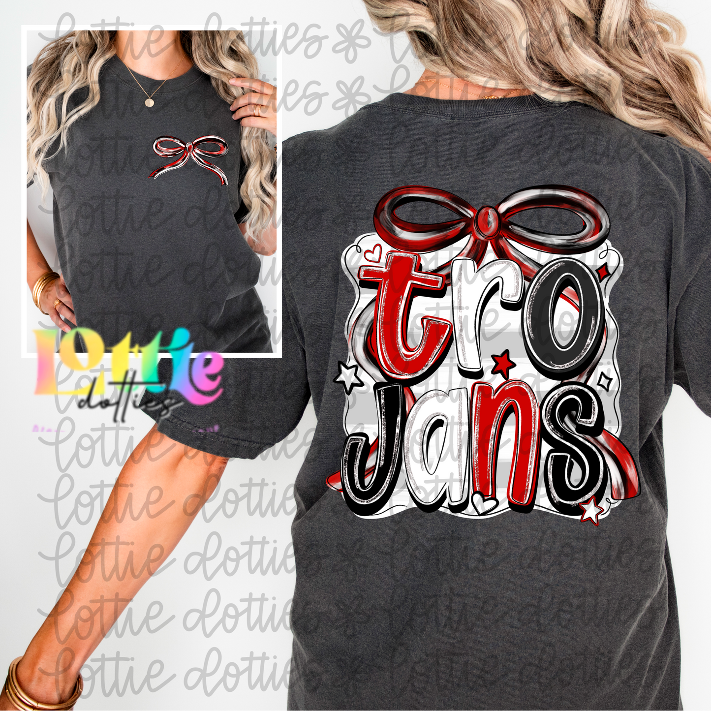 Trojans PNG - Trojans bow design - Digital Download - Red and Black