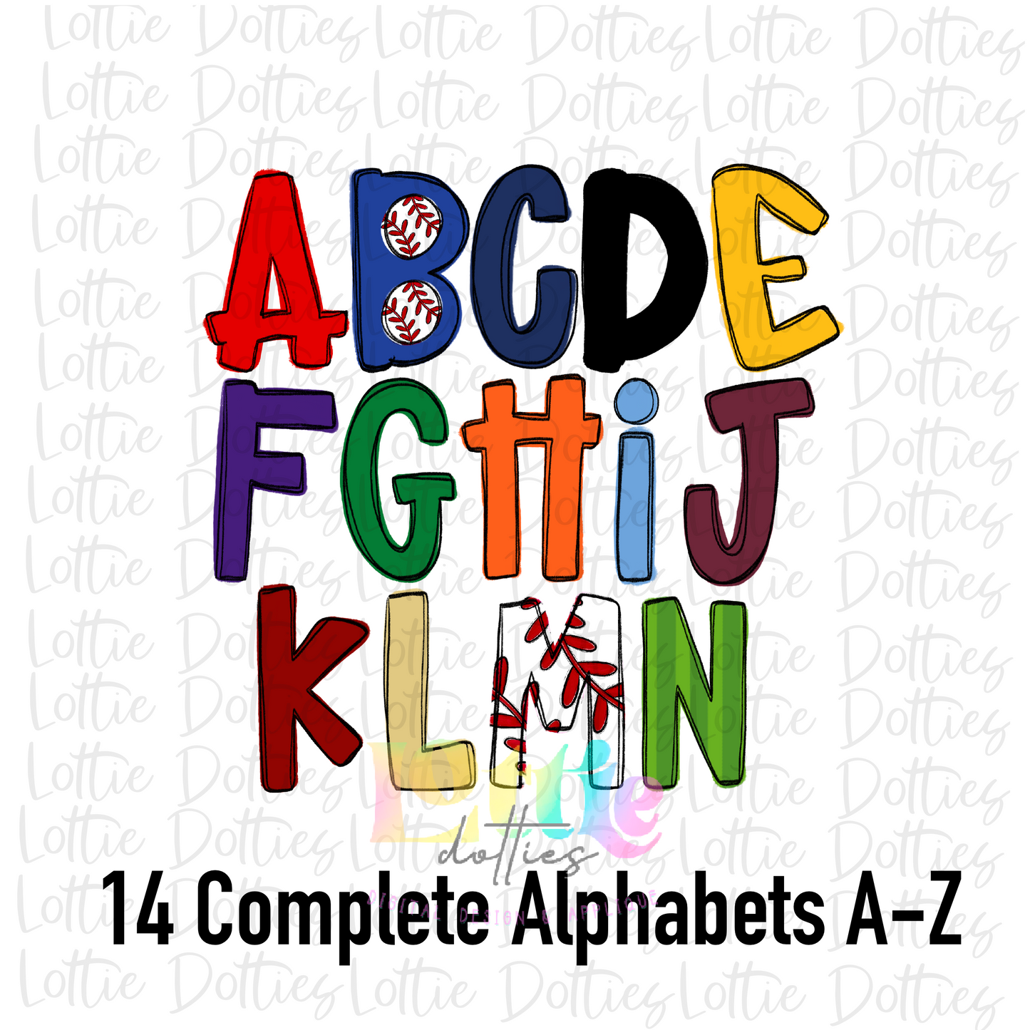 Baseball Alpha Pack - Alphabet Clipart - Instant Download - Alpha Pack