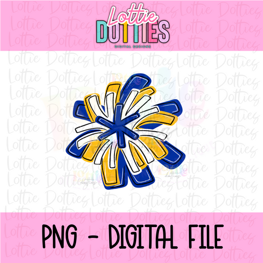 Blue and Gold pom pom PNG - Instant Download - Digital Download - cheer Design