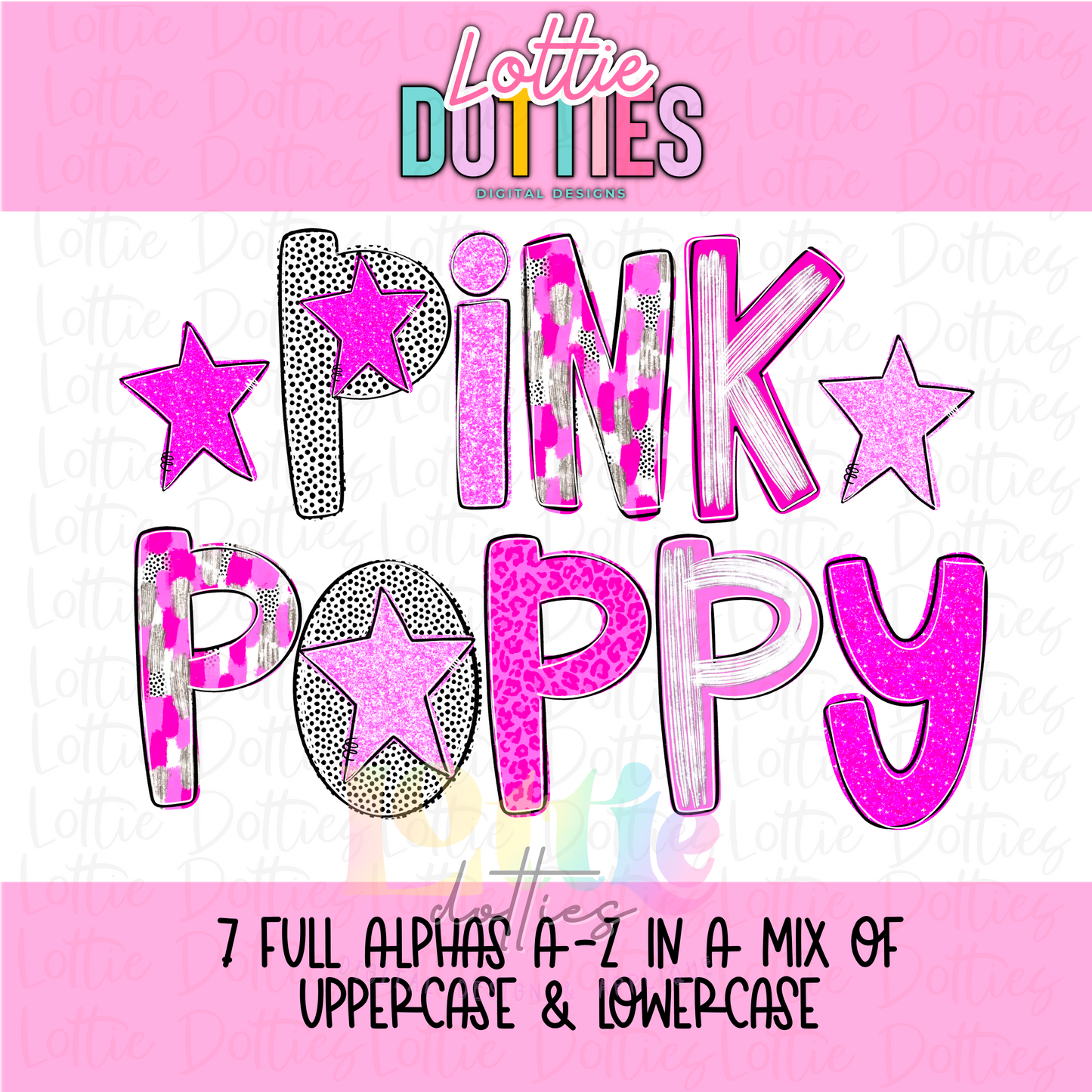 Pink Poppy - Silver Foil Alpha -Pink with Silver Spirit Alpha - Alphabet - Alpha Pack - Alphabet Clipart - Instant Download - Girl Alpha Packk