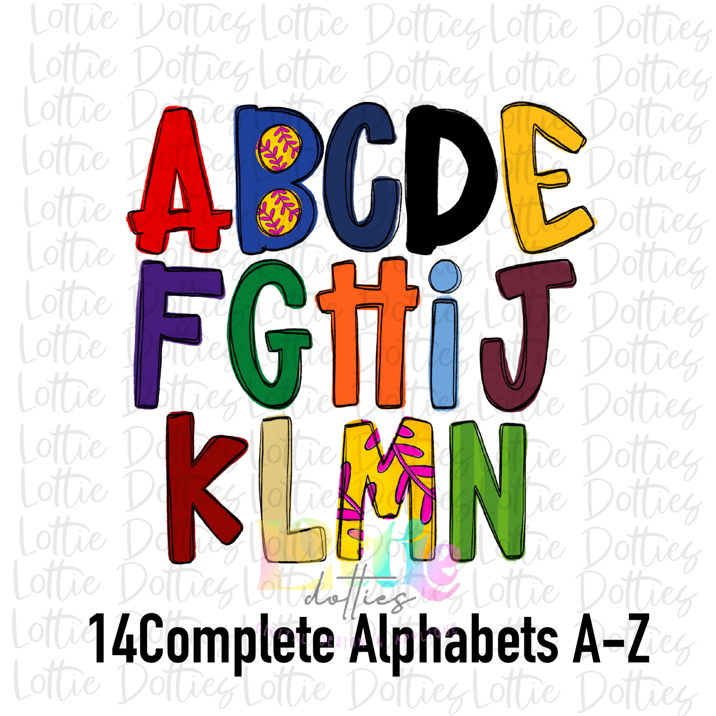 Softball Alpha Pack - Alphabet Clipart - Instant Download - Alpha Pack