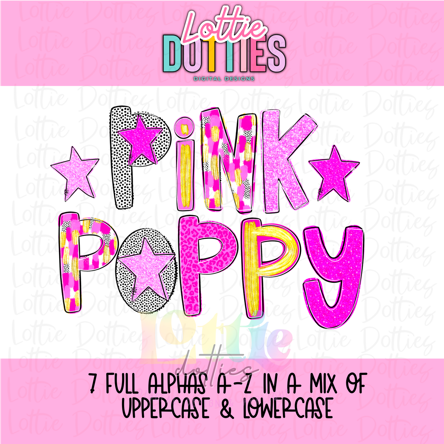 Pink Poppy - Gold Foil Alpha -Pink with Gold Spirit Alpha - Alphabet - Alpha Pack - Alphabet Clipart - Instant Download - Girl Alpha Packk