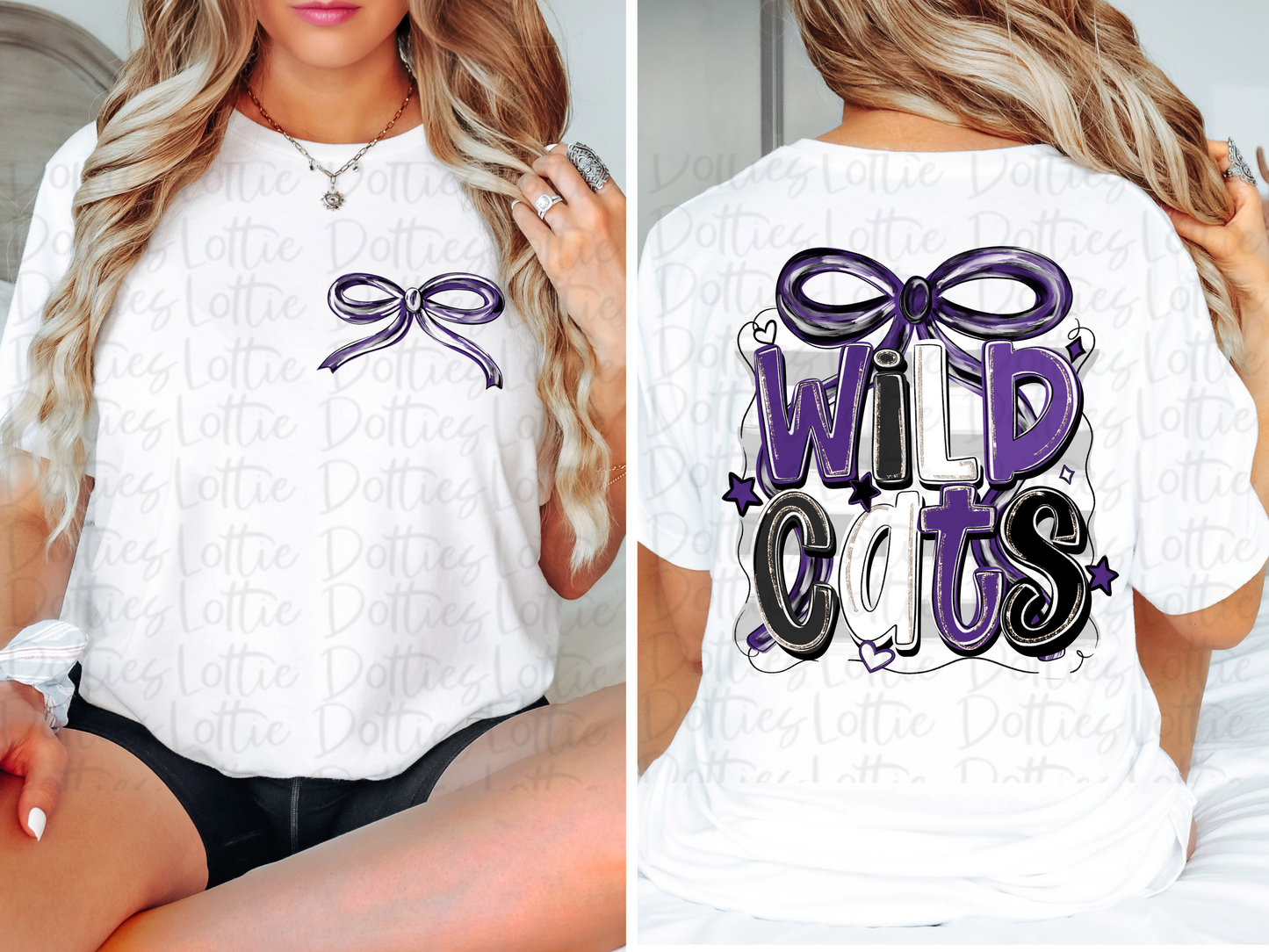 Wildcats PNG - Wildcats bow design - Digital Download- Purple Black and White
