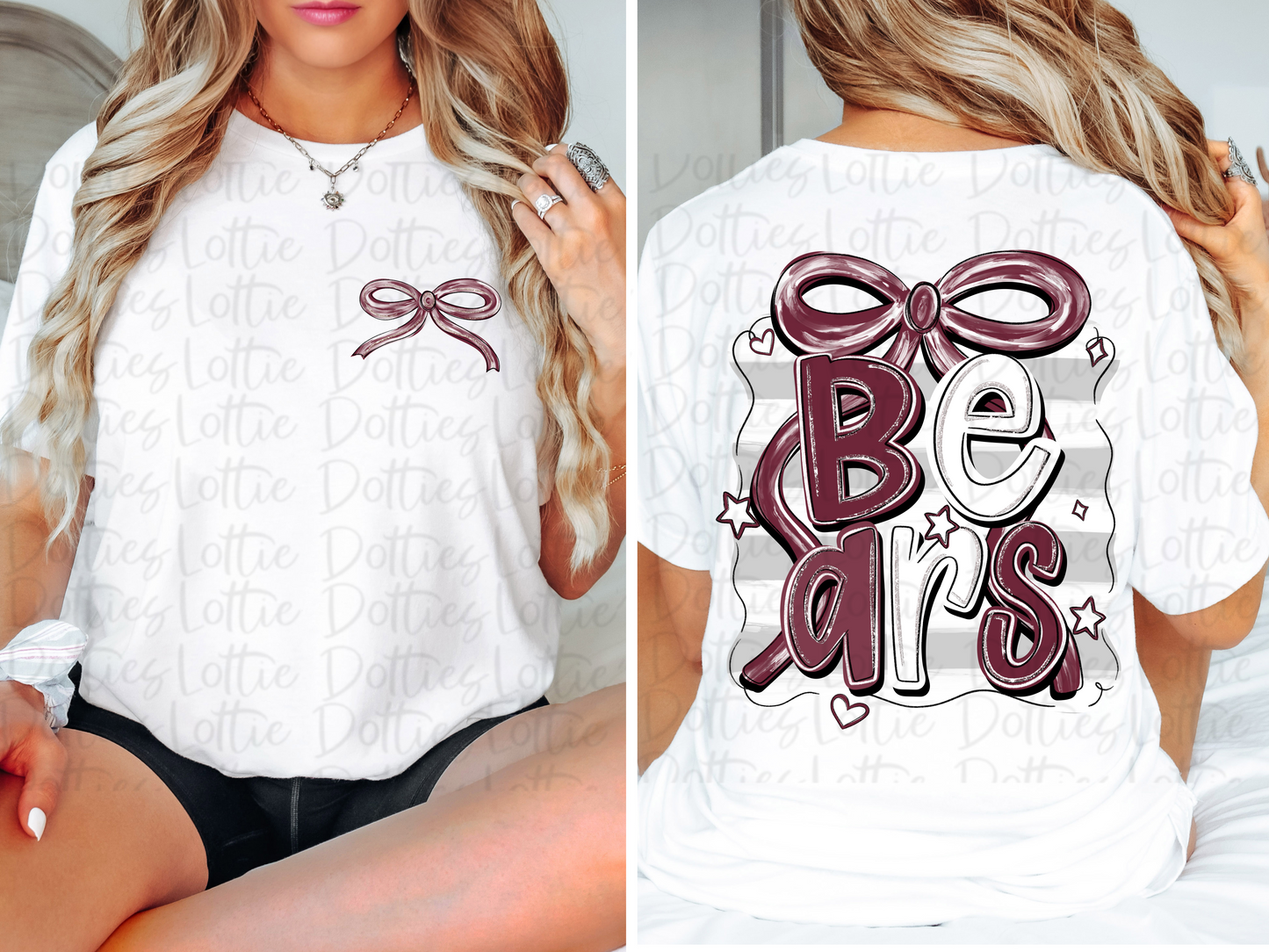 Bears PNG - Bears sublimation design - Digital Download - Maroon - Bears Bow Design