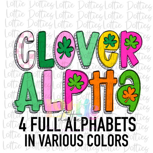 Clover alphabet - Saint Patricks day Alpha Pack - Alphabet Clipart - Instant Download