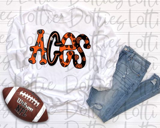 Aces PNG - Aces sublimation design - Digital Download - Orange and Black