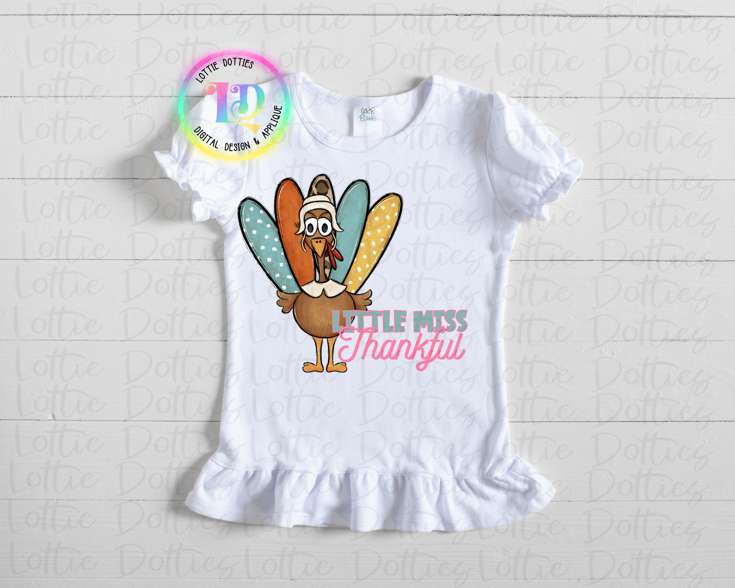 Turkey Png - Little Miss Thankful - Thanksgiving Sublimation Design - Digital Download (Copy)