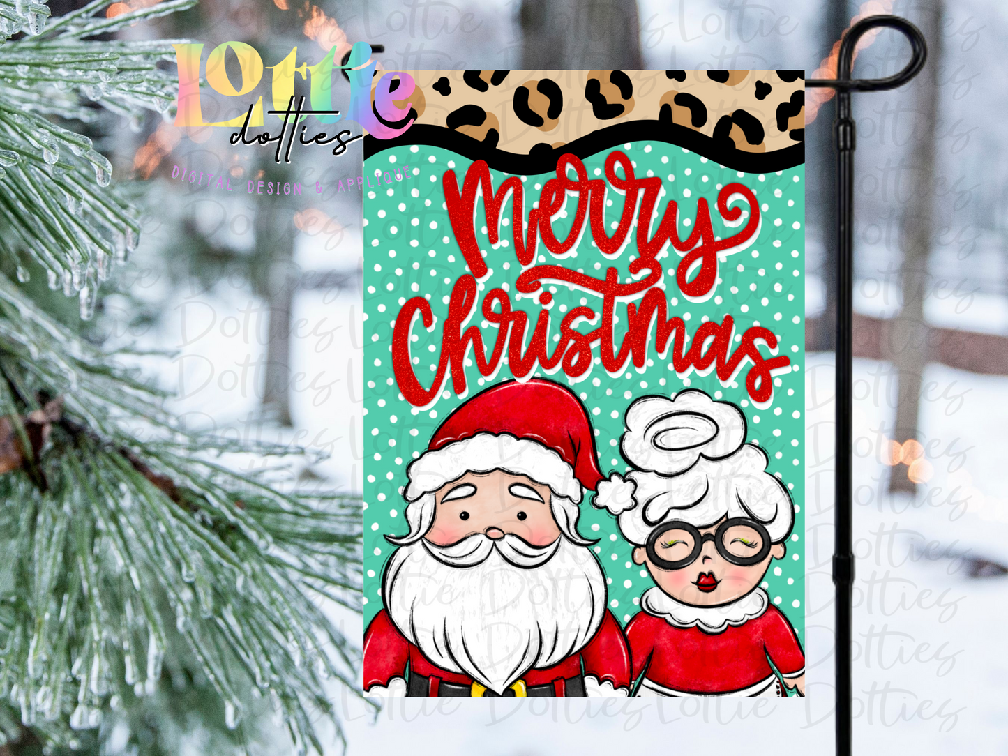Merry Christmas Flag Png -  Mr. and Mrs. Claus - Christmas Sublimation Design- Digital Download