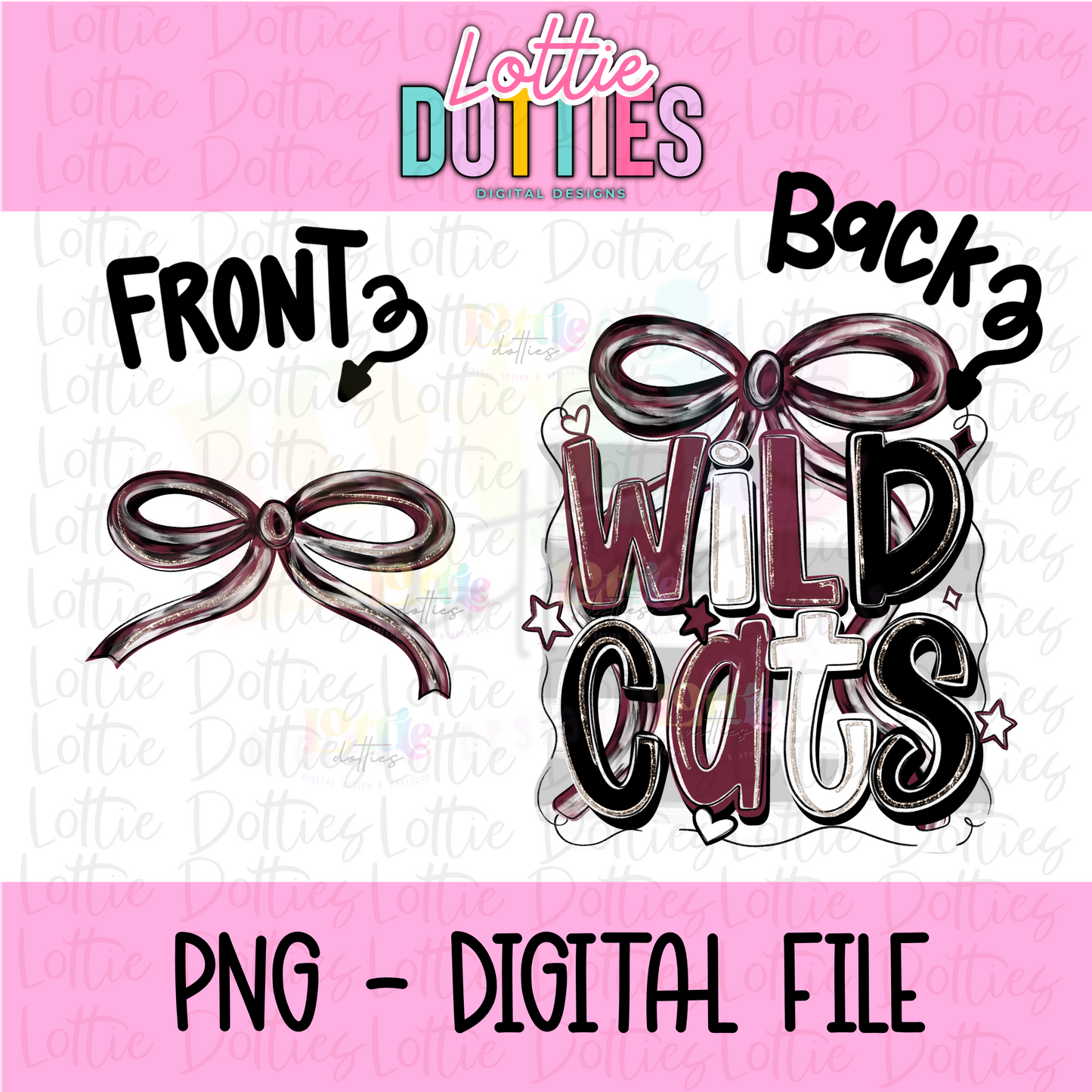 Wildcats PNG | Maroon and Black | Wildcats bow design | Digital Download