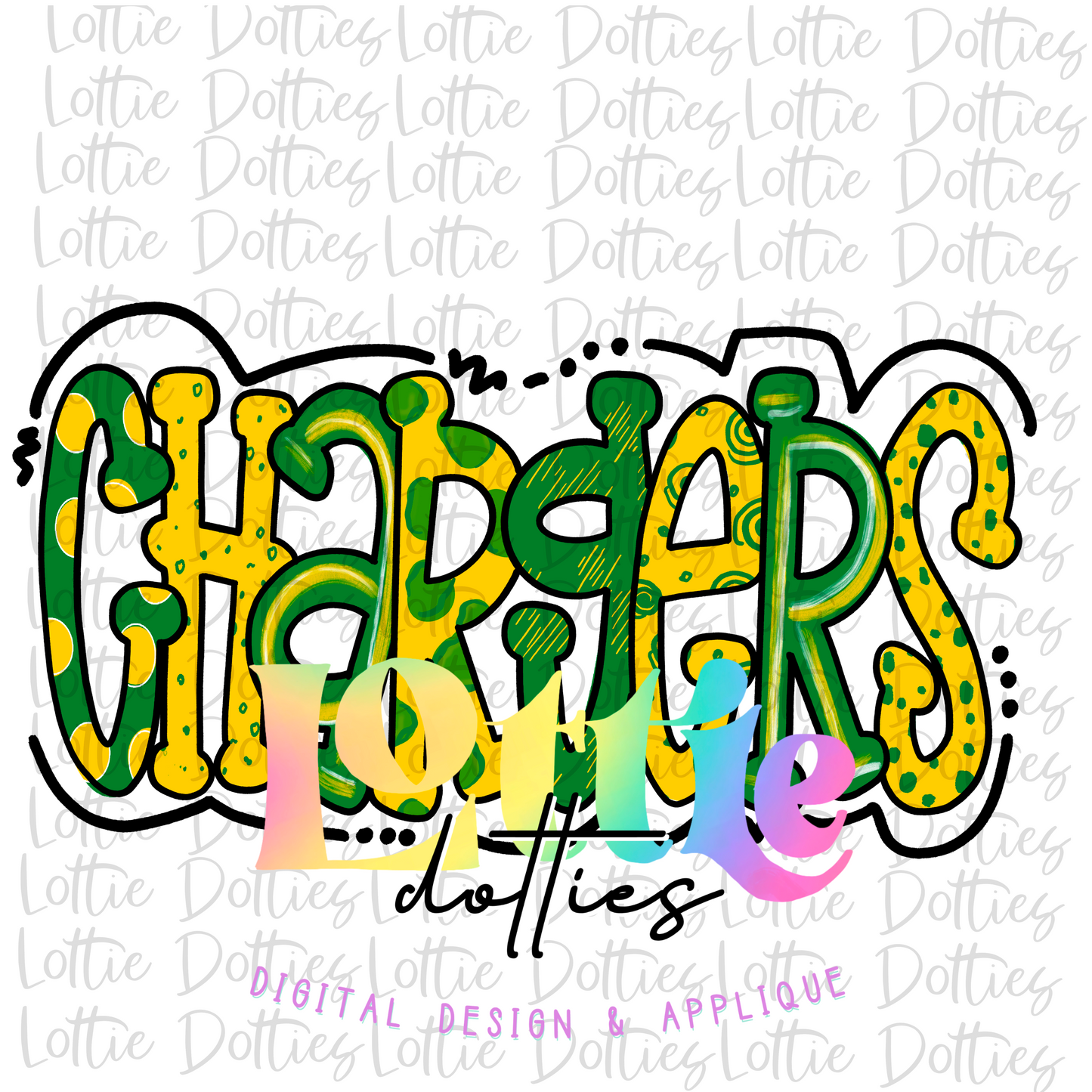 Chargers PNG - Digital Download - Sublimation Design - Green and Yellow