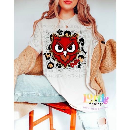 Owls PNG - Instant Download - Digital Download -  Sublimation Design - Red and Black Leo