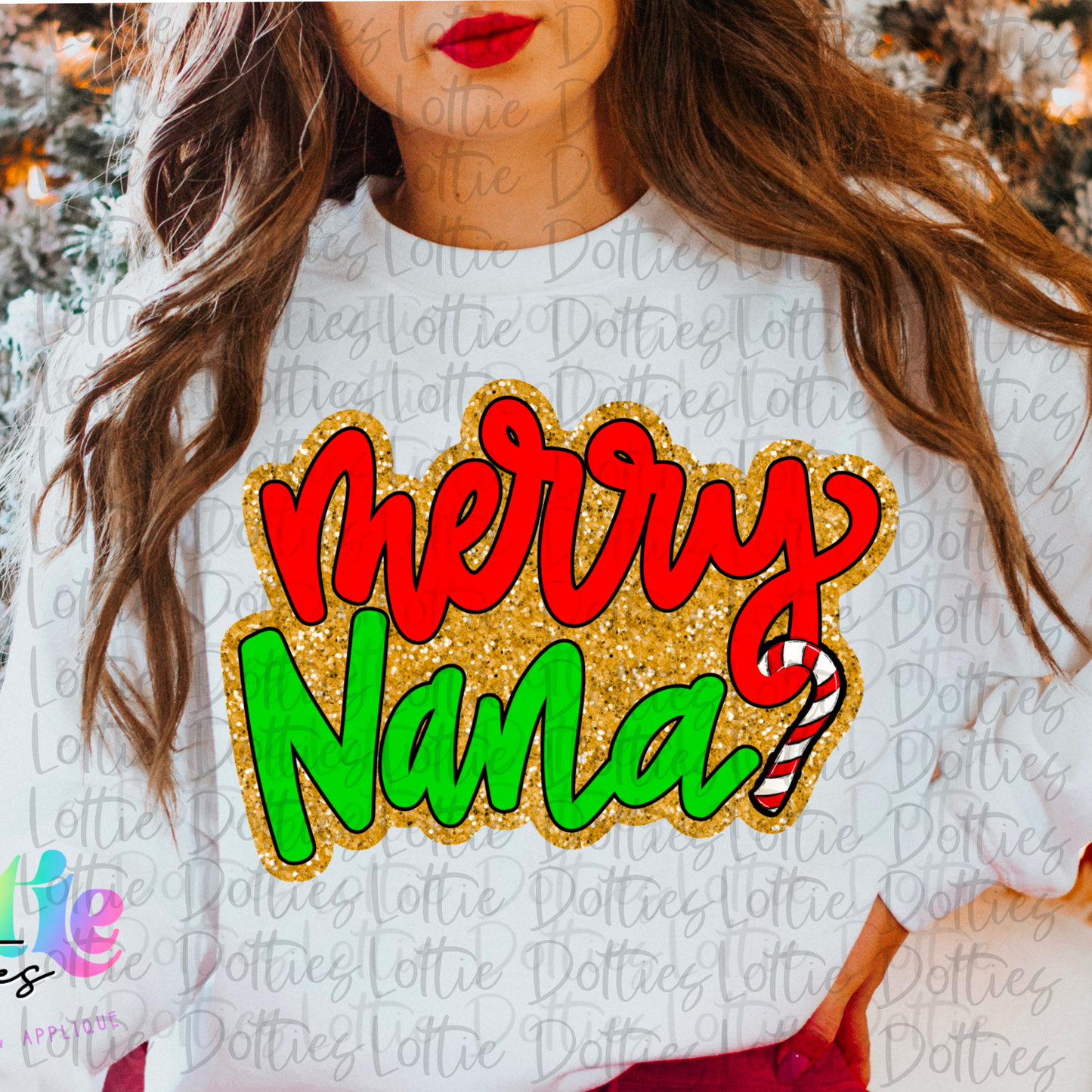 Merry Nana PNG -Christmas Sublimation - Digital Download - Red, Green and Gold