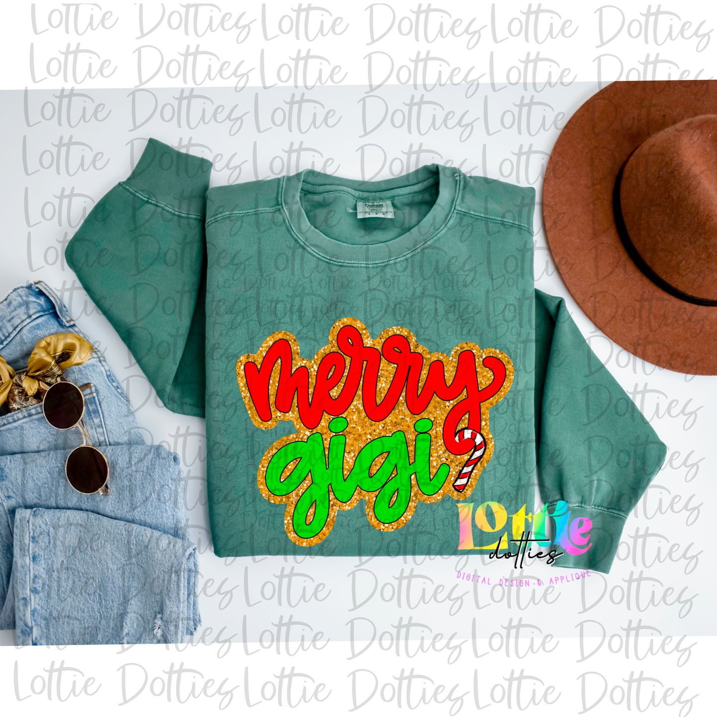 Merry Gigi PNG - Christmas SublimatiMion - Digital Download - Red and Green