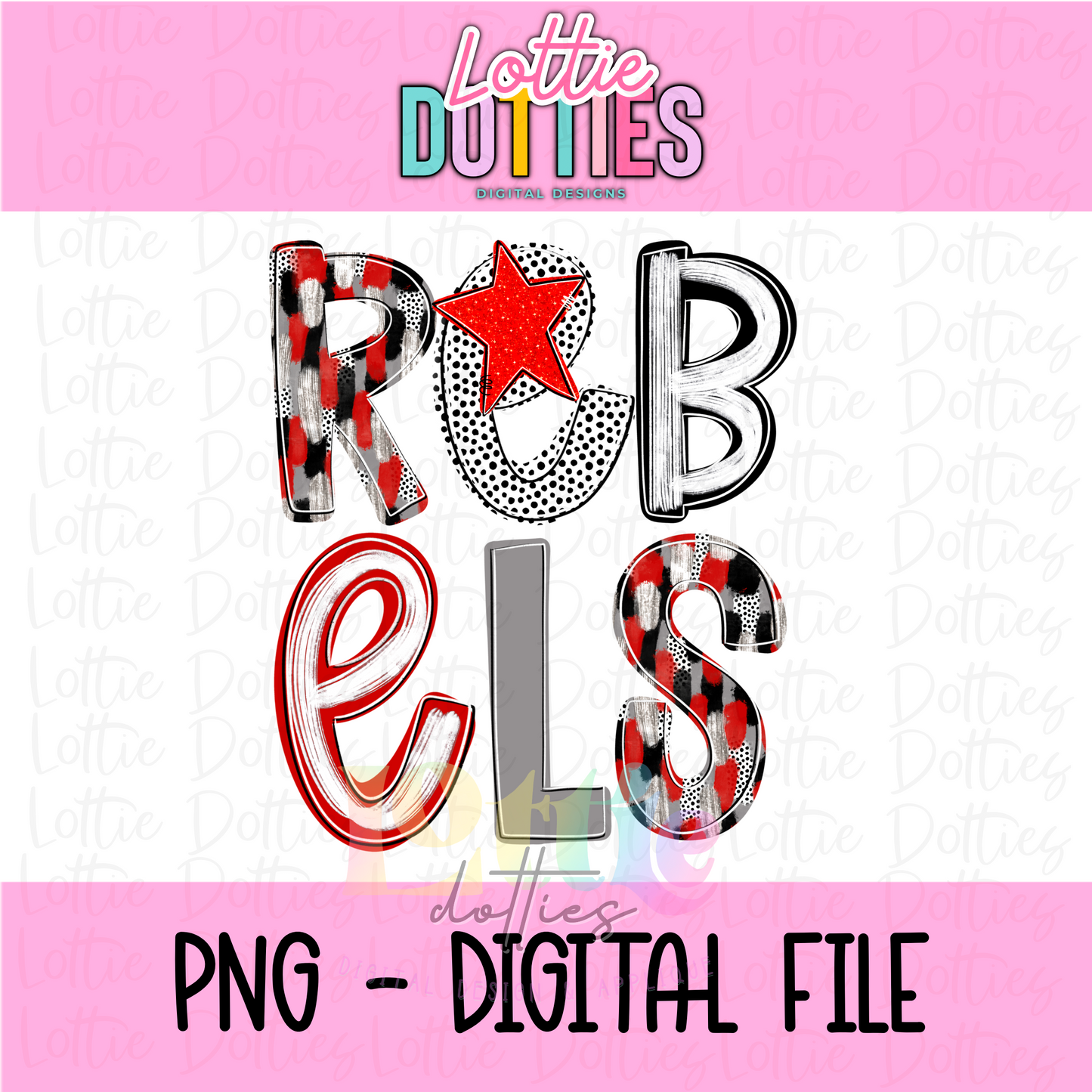 Rebels Poppy Mascot PNG - Poppy Mascot Designs - Digital Download - Red - Black - Gray - White