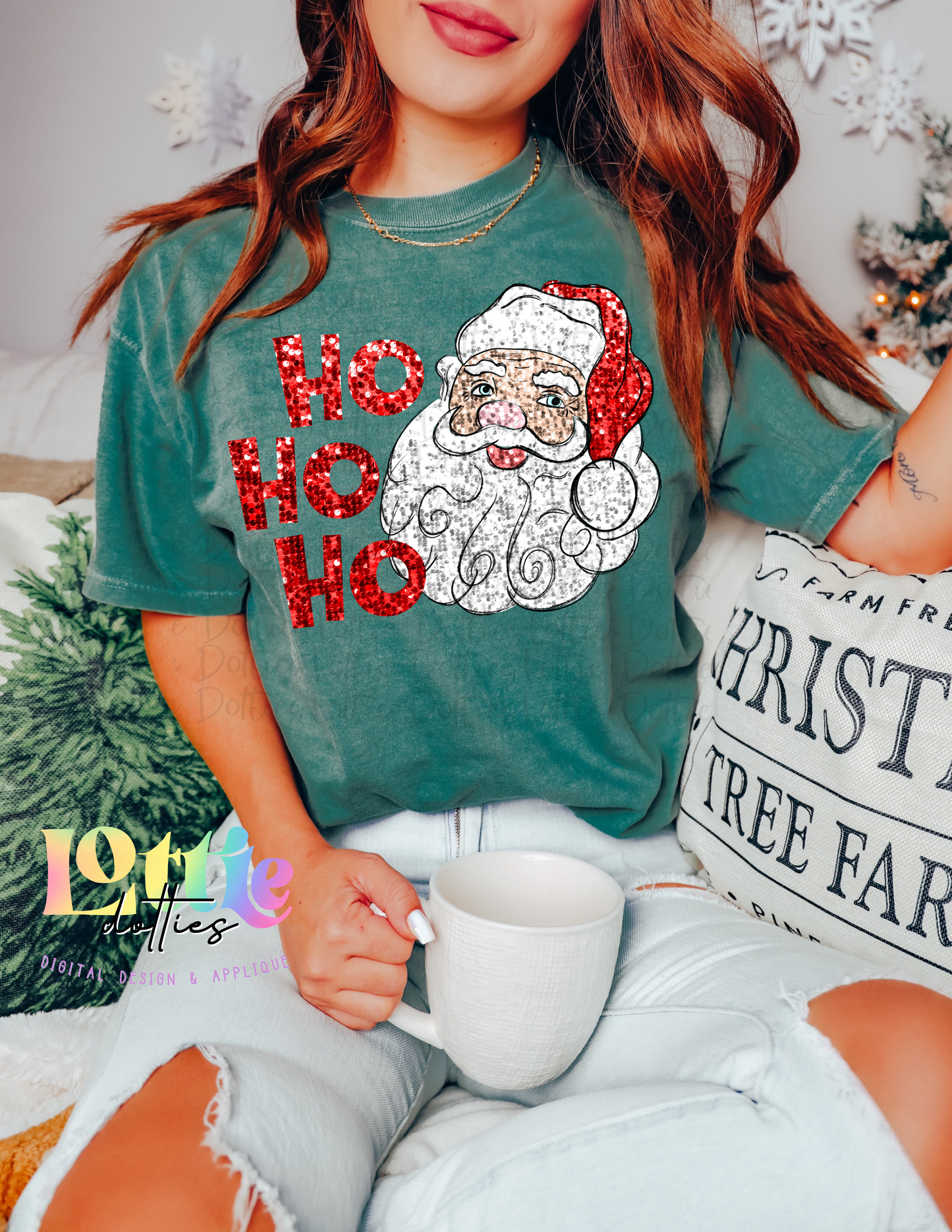 HO HO HO Santa PNG - Christmas Sublimation - Digital Download - Rhinestone