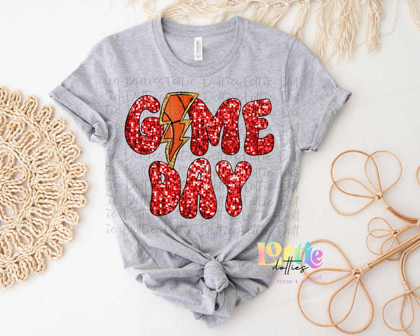 Game Day PNG - Game Day Sublimation - Digital Download - Red Sequin