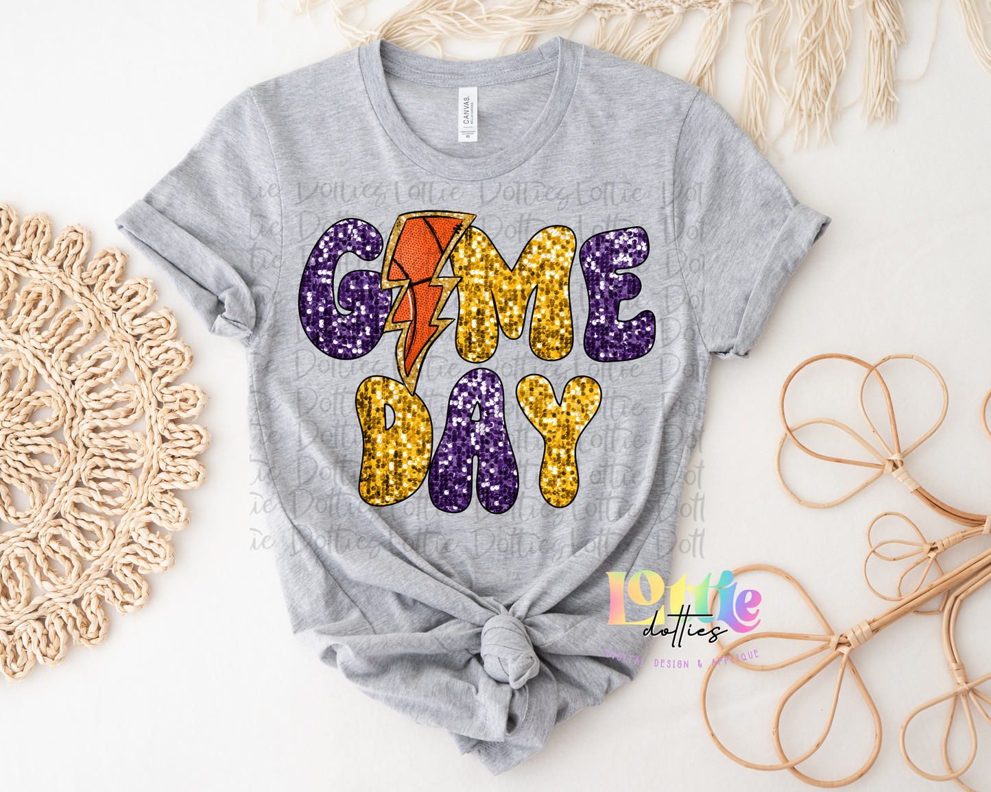 Game Day PNG - Game Day Sublimation - Digital Download - Purple and Gold Sequin