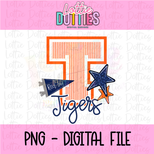 Tigers PNG | Tigers design | Digital Download | Orange and Navy | Red Bay Tigers