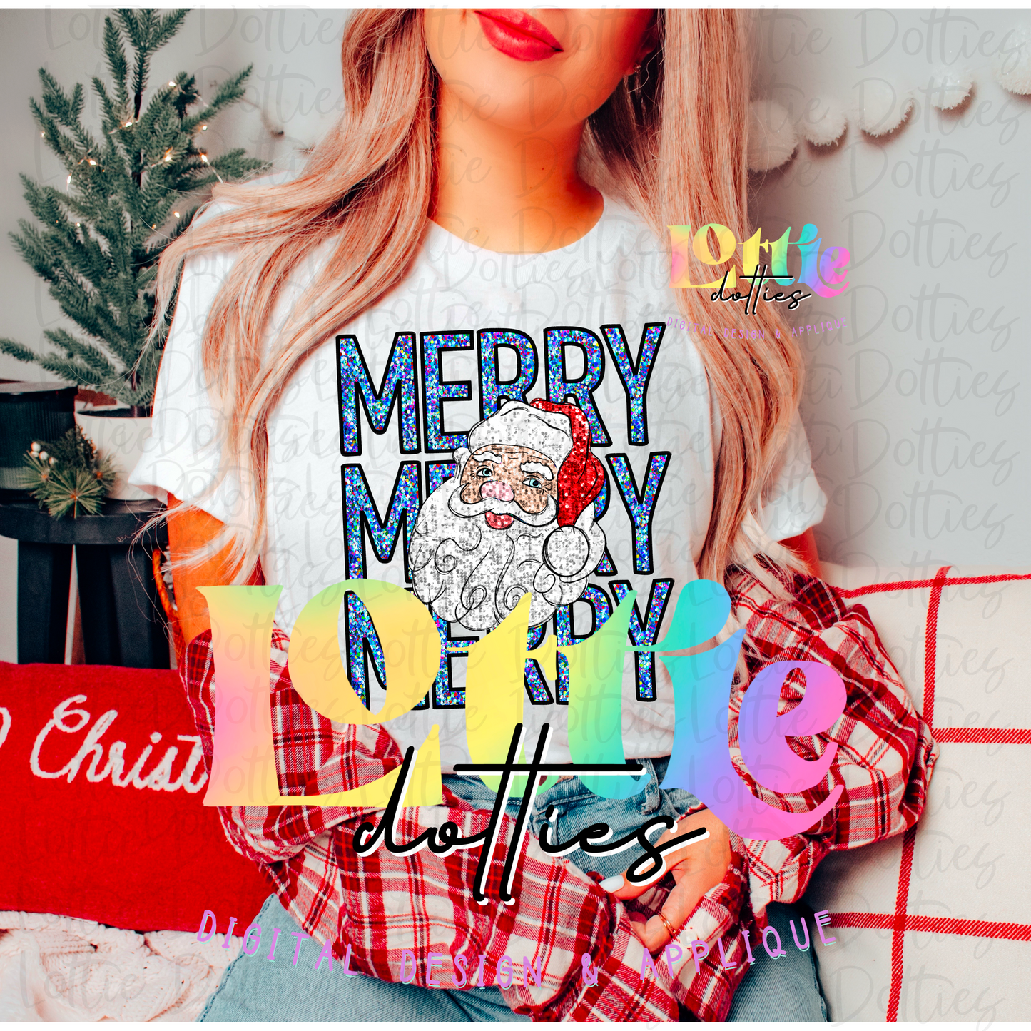 Merry Png - Christmas Sublimation Design- Digital Download - Stack Santa