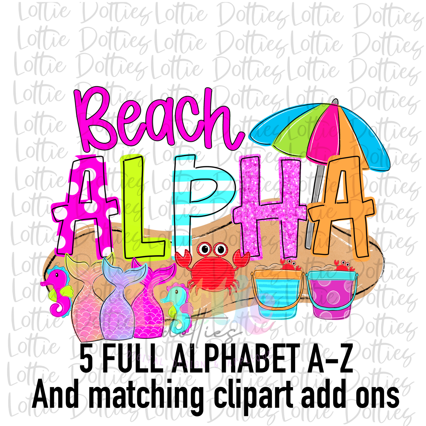 Beach Alpha - Summer Alpha Pack - Alphabet Clipart - Instant Download - Alpha Pack