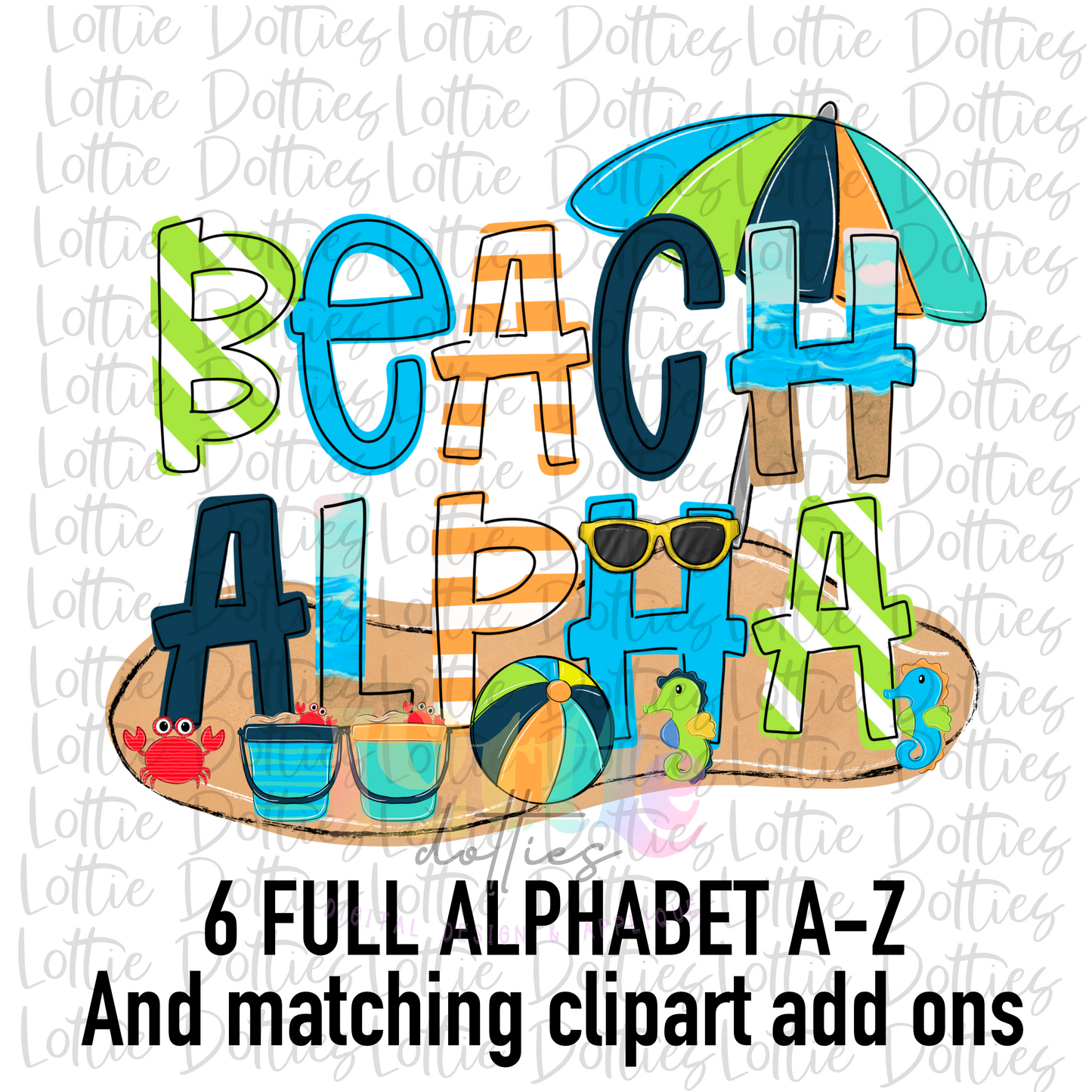Beach Alpha - Summer Alpha Pack - Alphabet Clipart - Instant Download - Alpha Pack