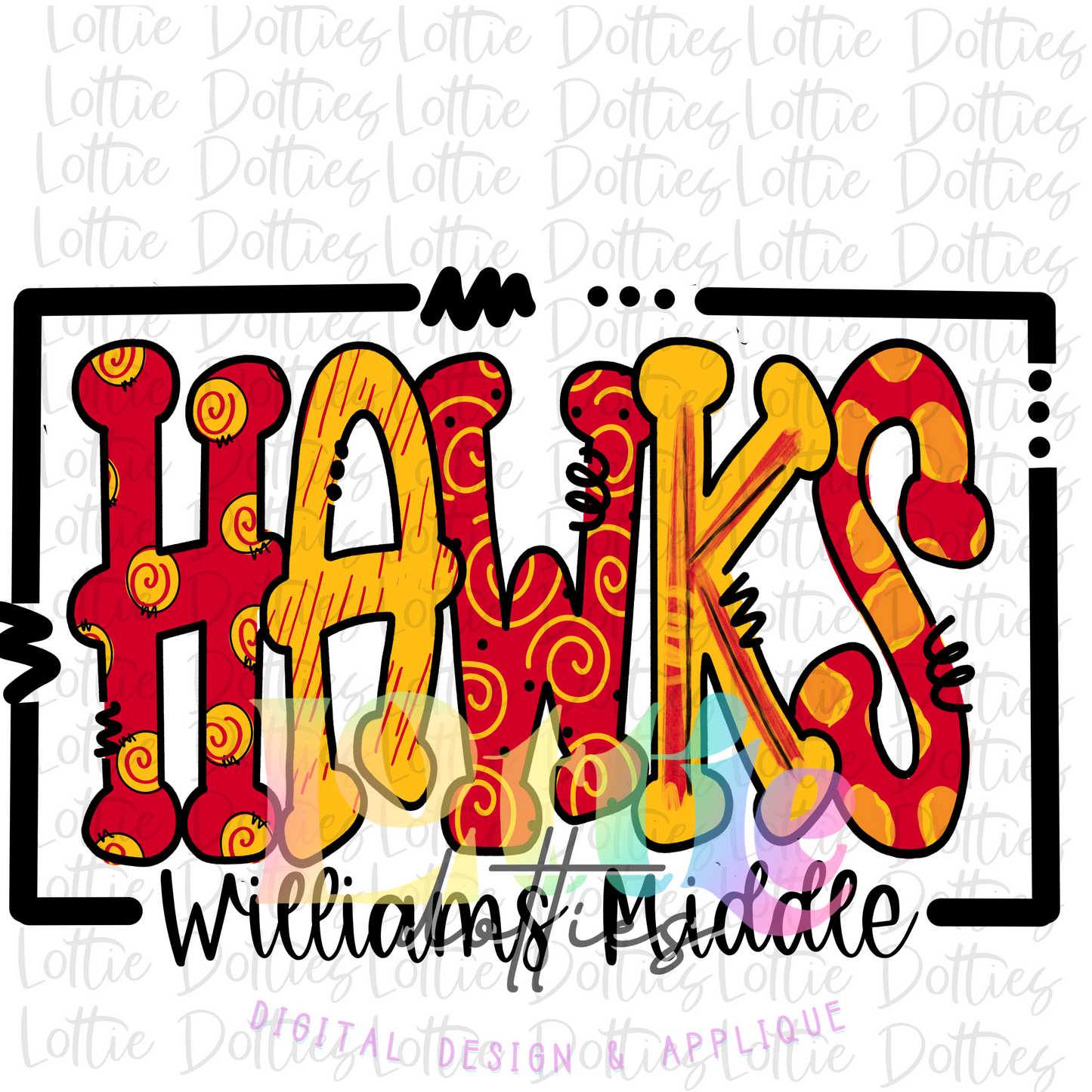 Hawks Williams Middle PNG - Instant Download - Digital Download - Sublimation Design