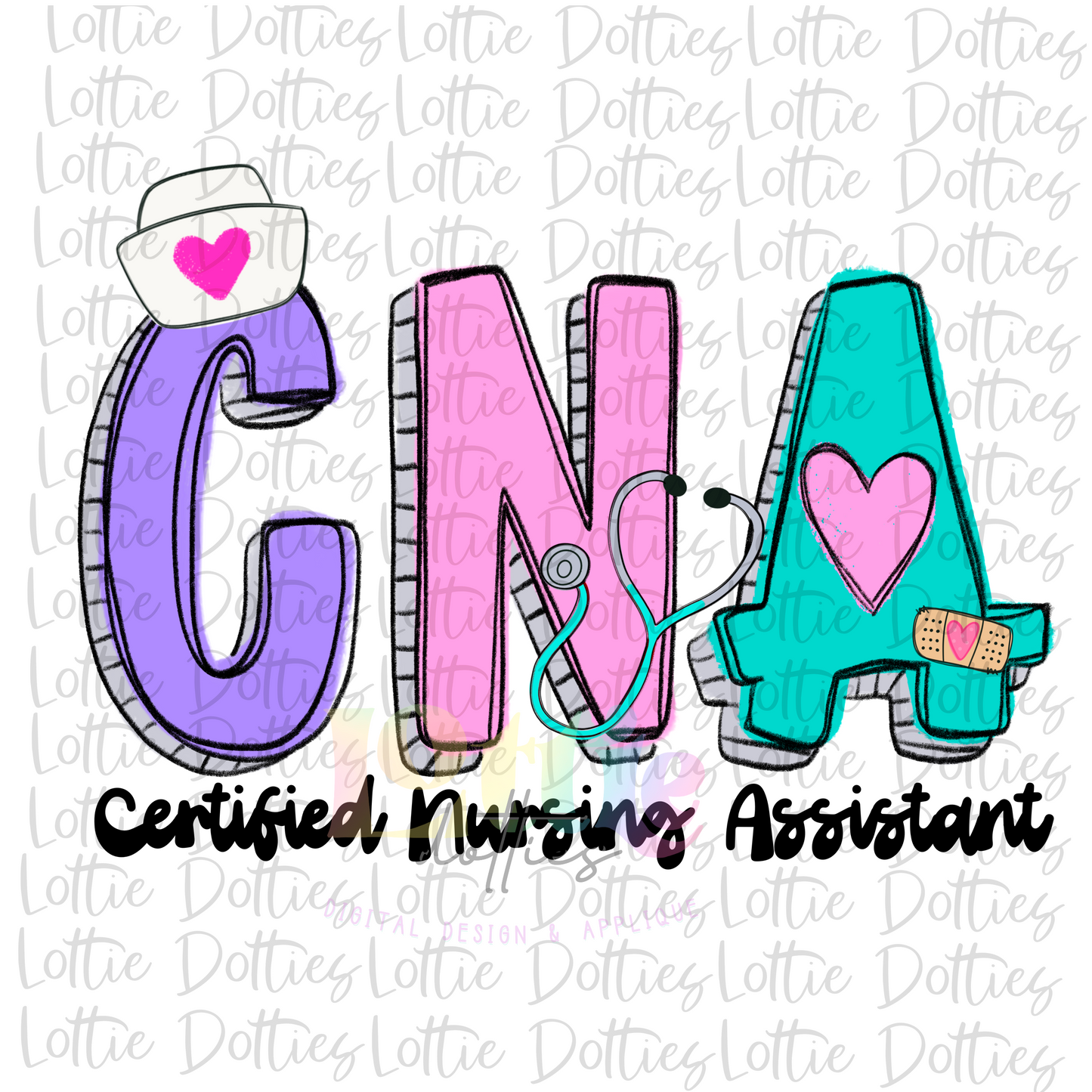 CNA Certified Nurse Assistant PNG - Medical Sublimation - Digital Download