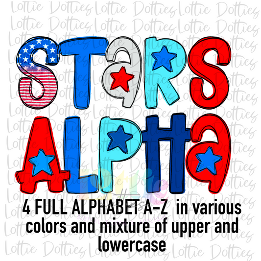 Stars and Stripes Alphabet - Patriotic Alpha Pack - Alphabet Clipart - Instant Download - Patriotic