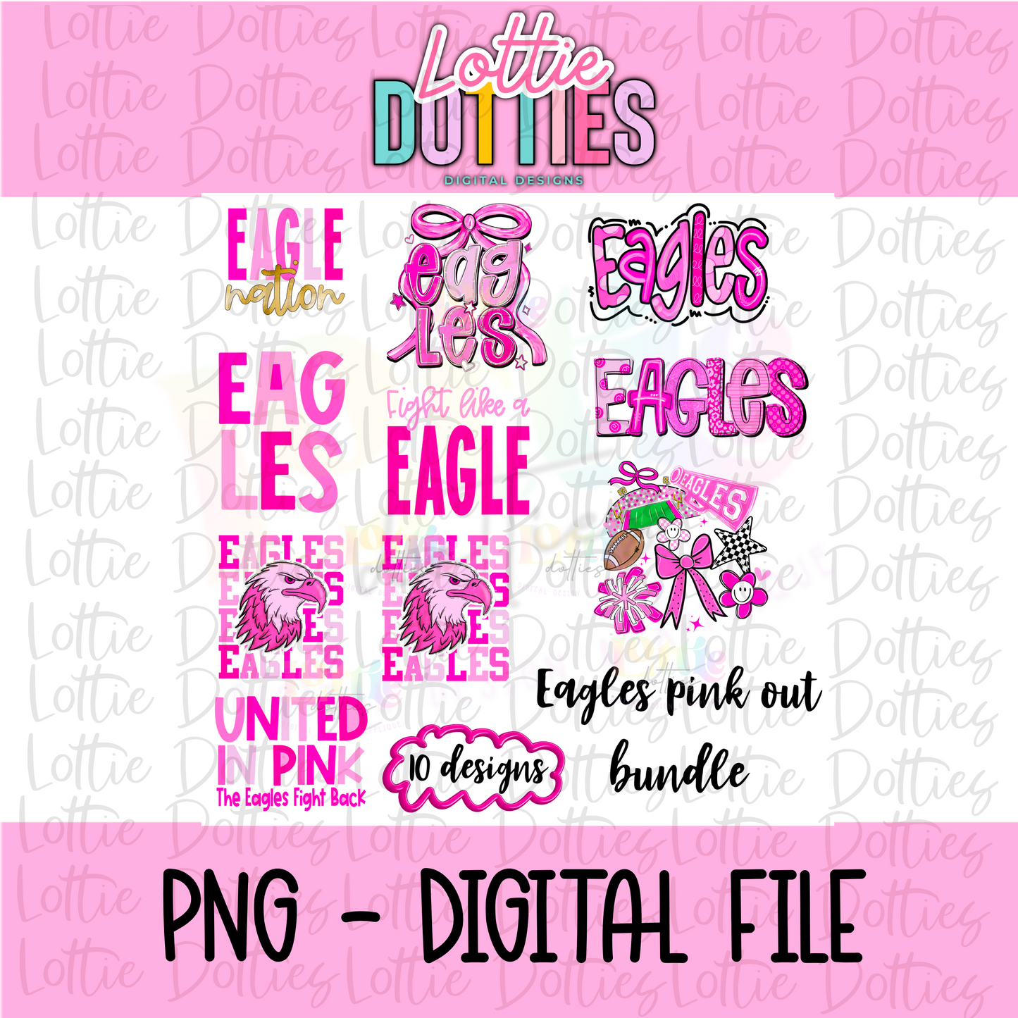 Pink out Eagles Bundle PNG | Pink Mascot designs | Digital Download