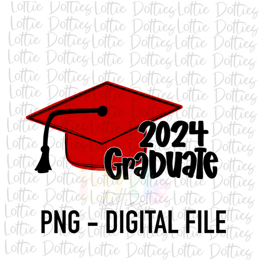 2024 Graduate PNG - Graduation Sublimation - Digital Download - Red and Black