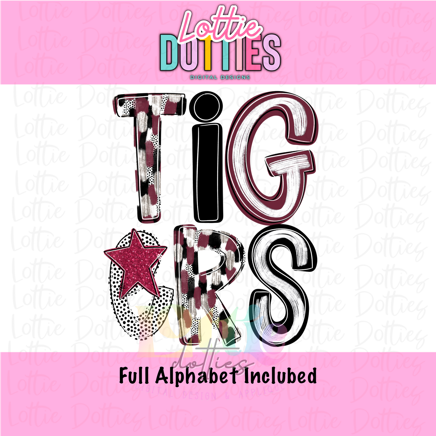 Tigers Poppy PNG - Tigers sublimation design - Digital Download - Maroon and Black