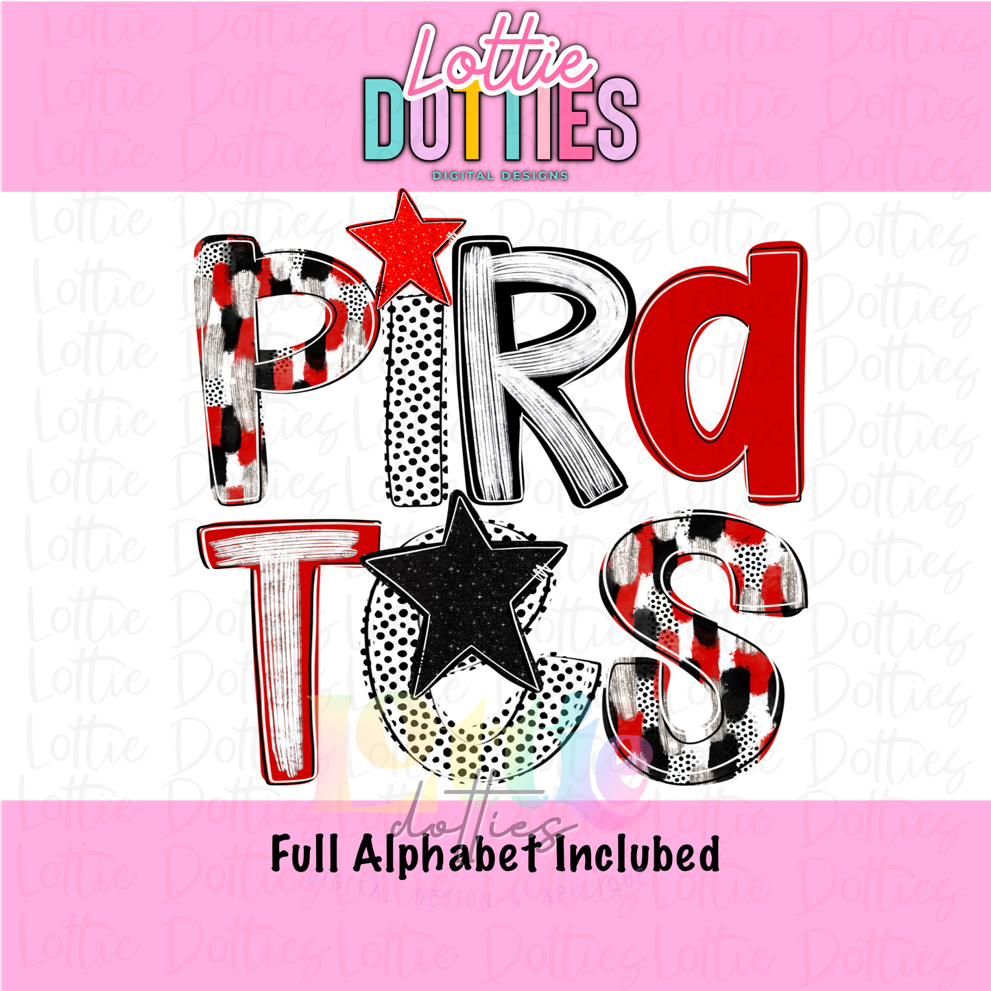 Pirates Mascot PNG - Poppy Mascot Designs - Digital Download - Red and Black