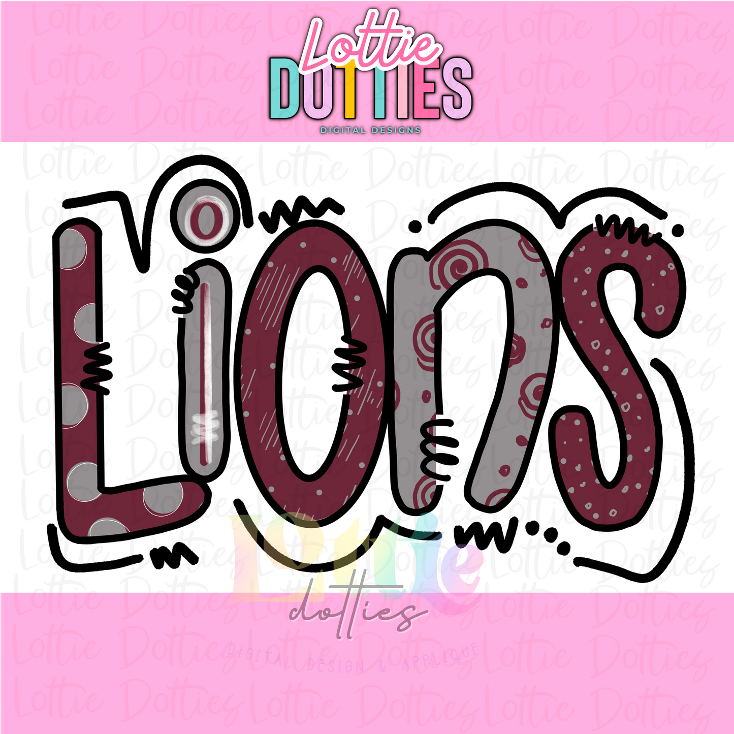 Lions PNG - lions sublimation - Digital Download - Maroon and Gray