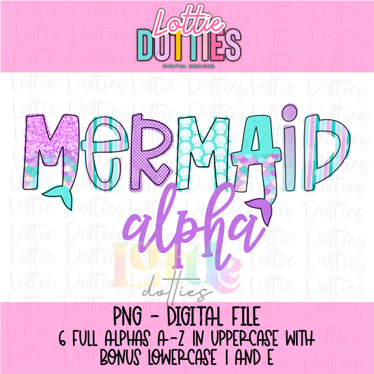 Mermaid Alphabet - Alpha Pack - Alphabet Clipart - Instant Download