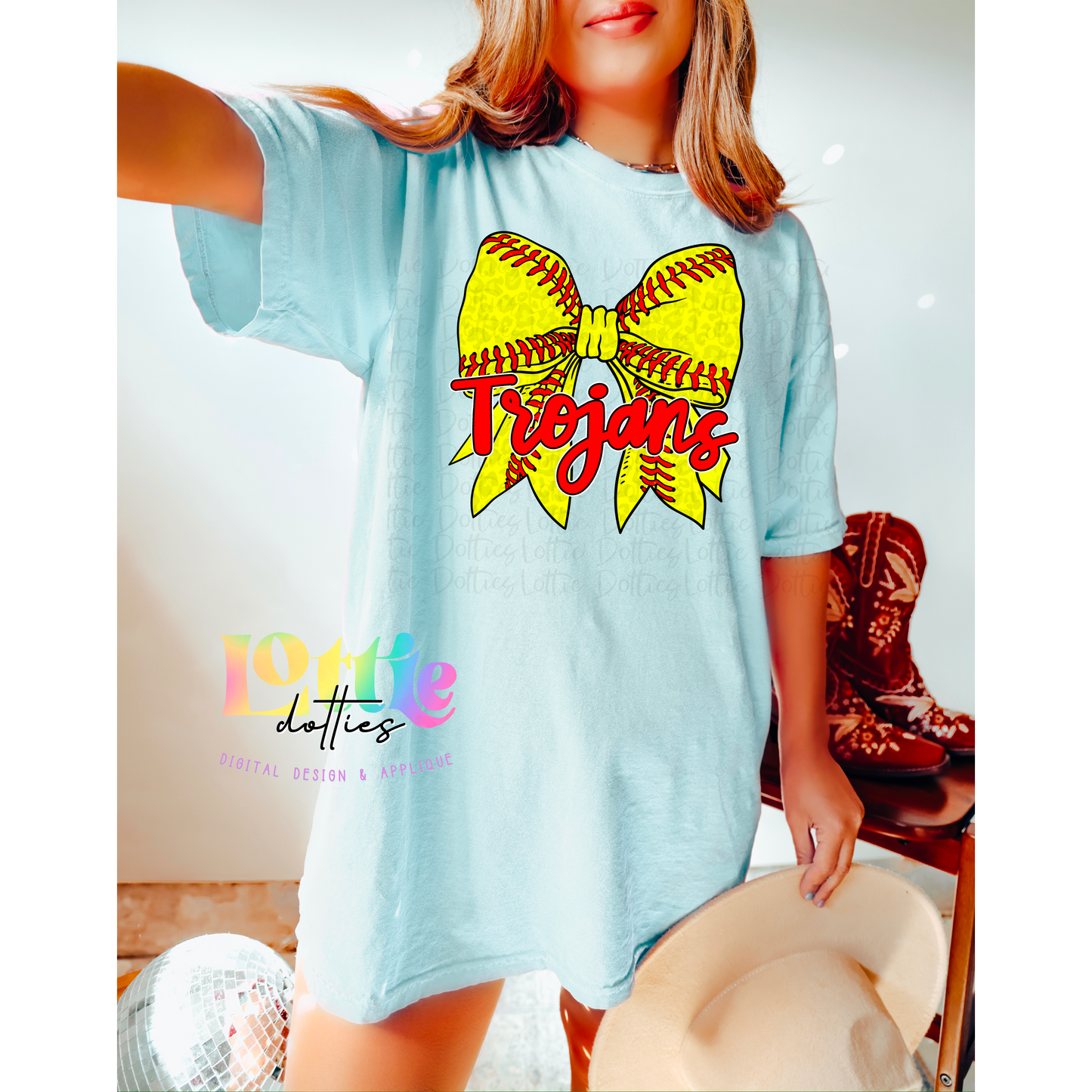 Trojans PNG - Trojans Red Softball bow - Digital Download