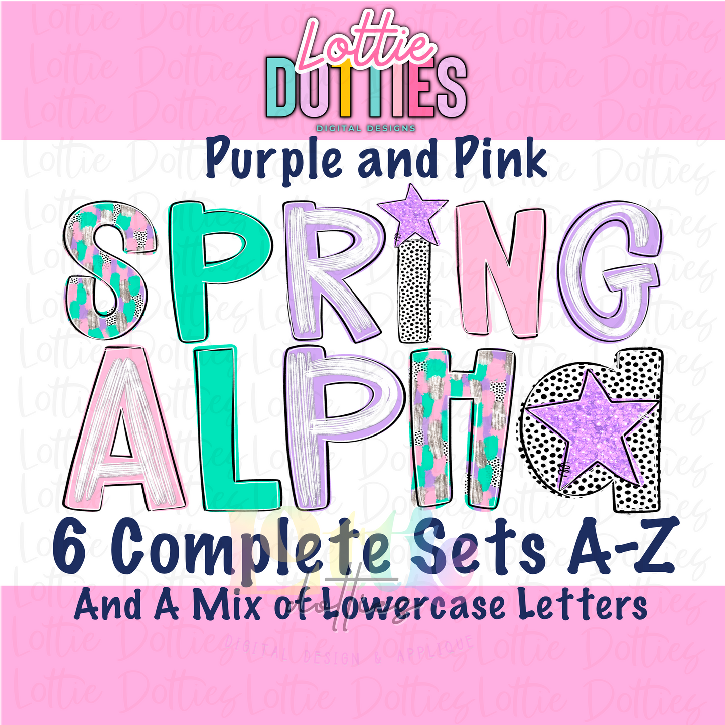 Spring Alpha PNG - Alpha Set Sublimation- Digital Download - Purple and Pink